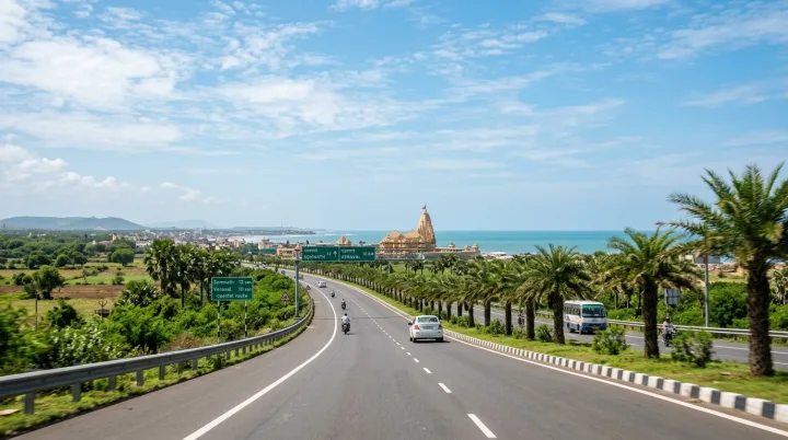 Scenic highway route and travel to Somnath